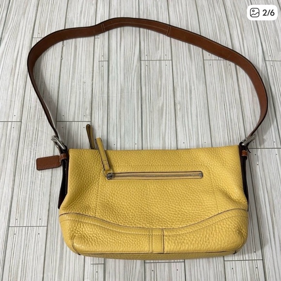 Coach Handbags - Coach Pebbled Leather Yellow Hobo Bag 10942